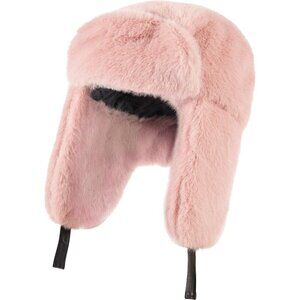 Unisex Pink Trapper Hat with Ear Flaps Winter Russian Style Windproof